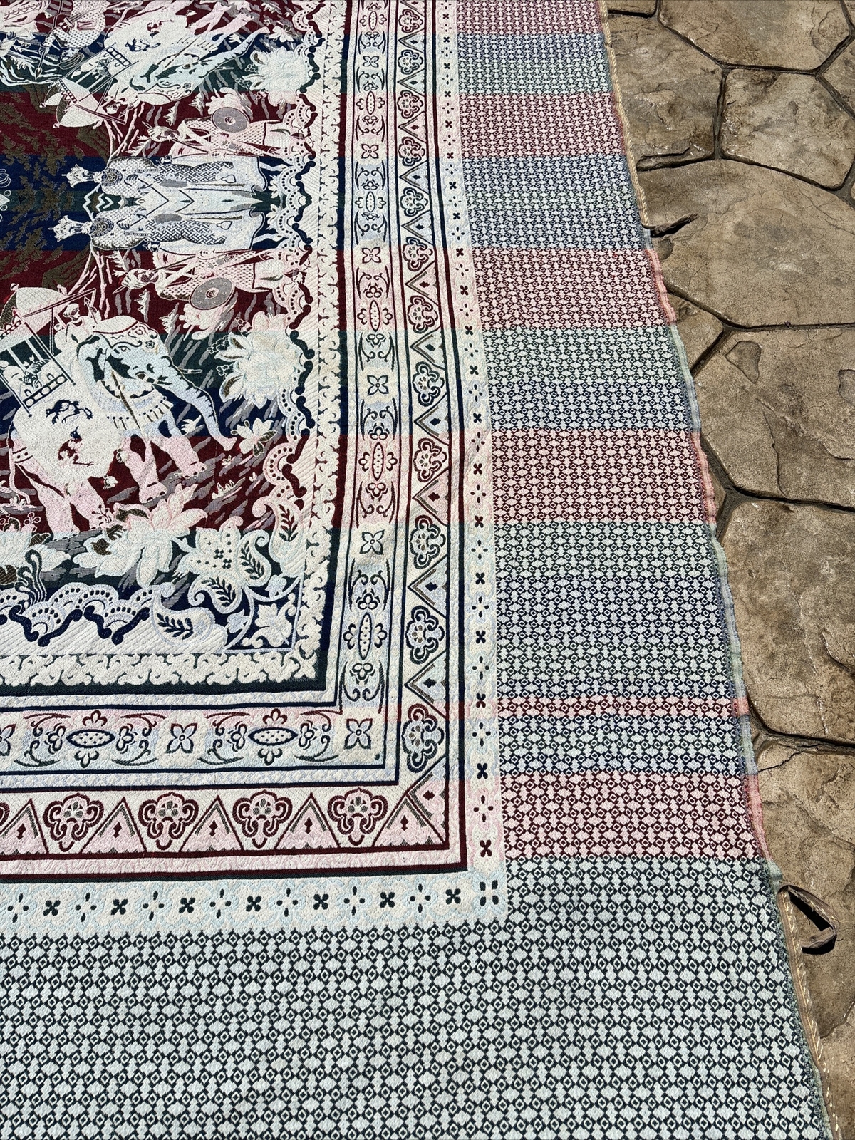 Vintage Wall Hanging Middle Eastern Embroidery Tapestry 88″x92″