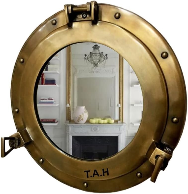 Antique Brass Mirror Porthole 12 Inch Wall Hanging Nautical Home&Bathroom Decor