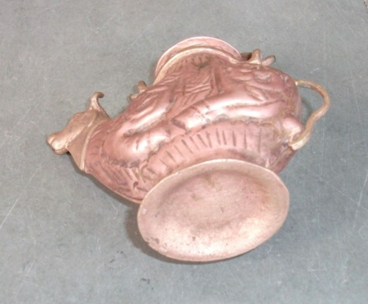 Old Cow/Nandi Shape Copper Inlay Engraved Handcrafted Holy Water Pot