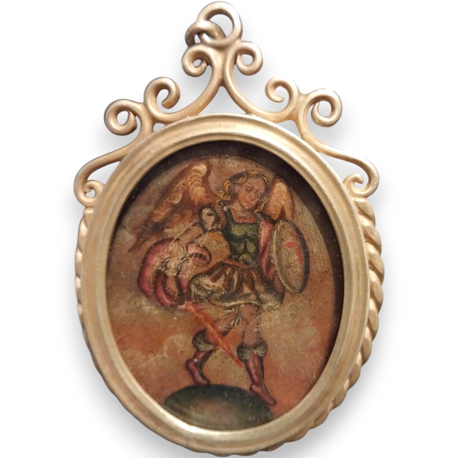 Antique very rare double devotional medallion Spanish Colonial 18 Th 19 Th