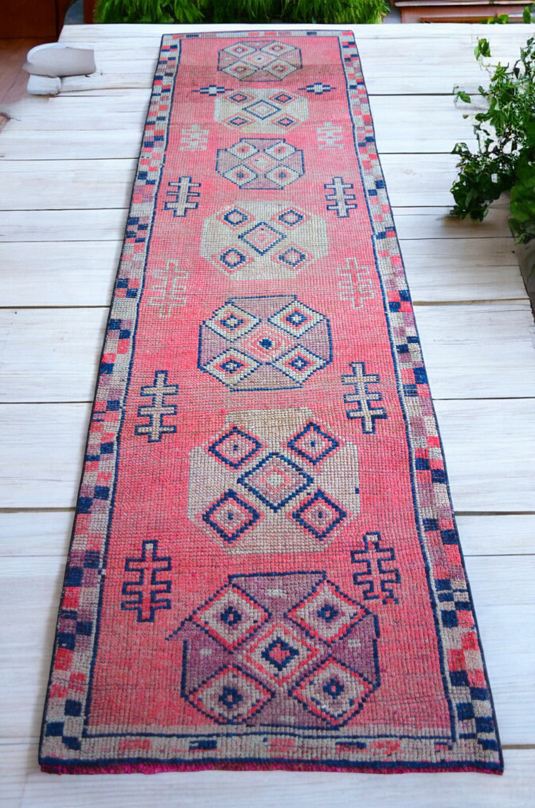 3×10 ft Runner Rug Turkish Oushak Rug HandMade PINK Hallway Rug actua 2.9×9.4 ft