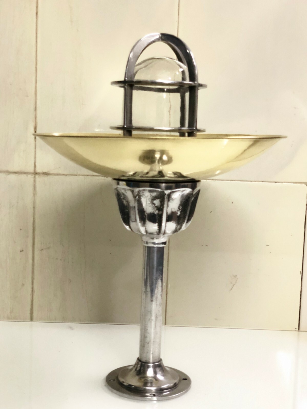 NAUTICAL POST MOUNTED BULKHEAD LIGHT MADE OF ALUMINIUM BRASS SHADE NEW 1 PIECE