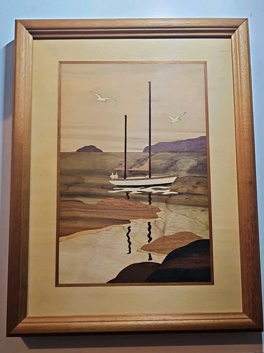 HUDSON RIVER INLAY PICTURE – MORNING CALM – WOOD MARQUETRY by NELSON 10X13