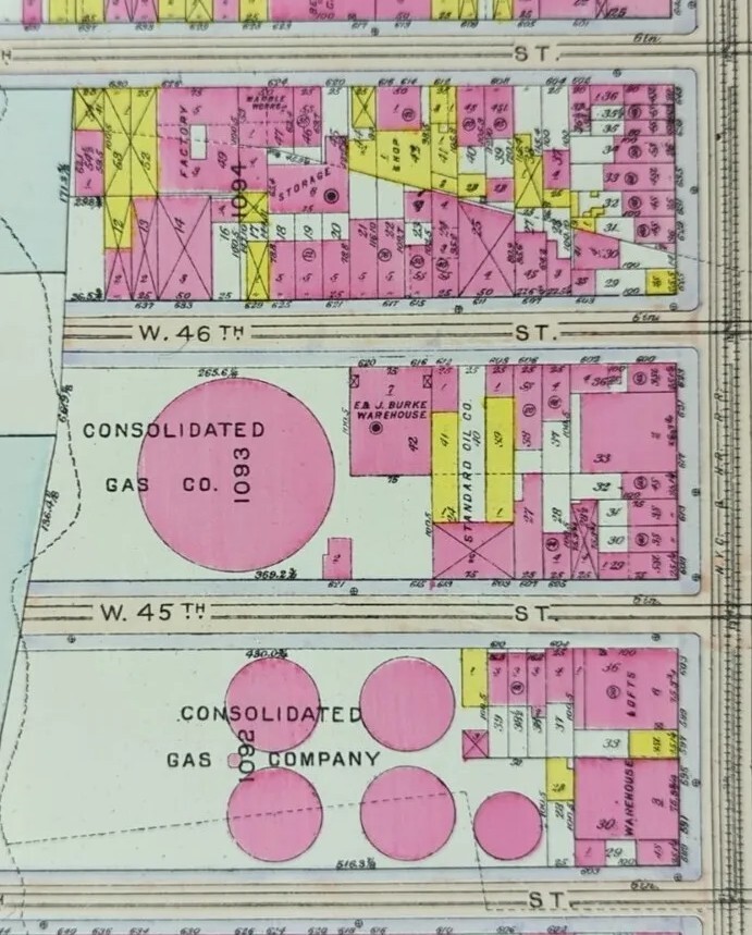 1916 HELLS KITCHEN Map MANHATTAN NEW YORK CITY NY ~ Old Antique Original 16″x11″