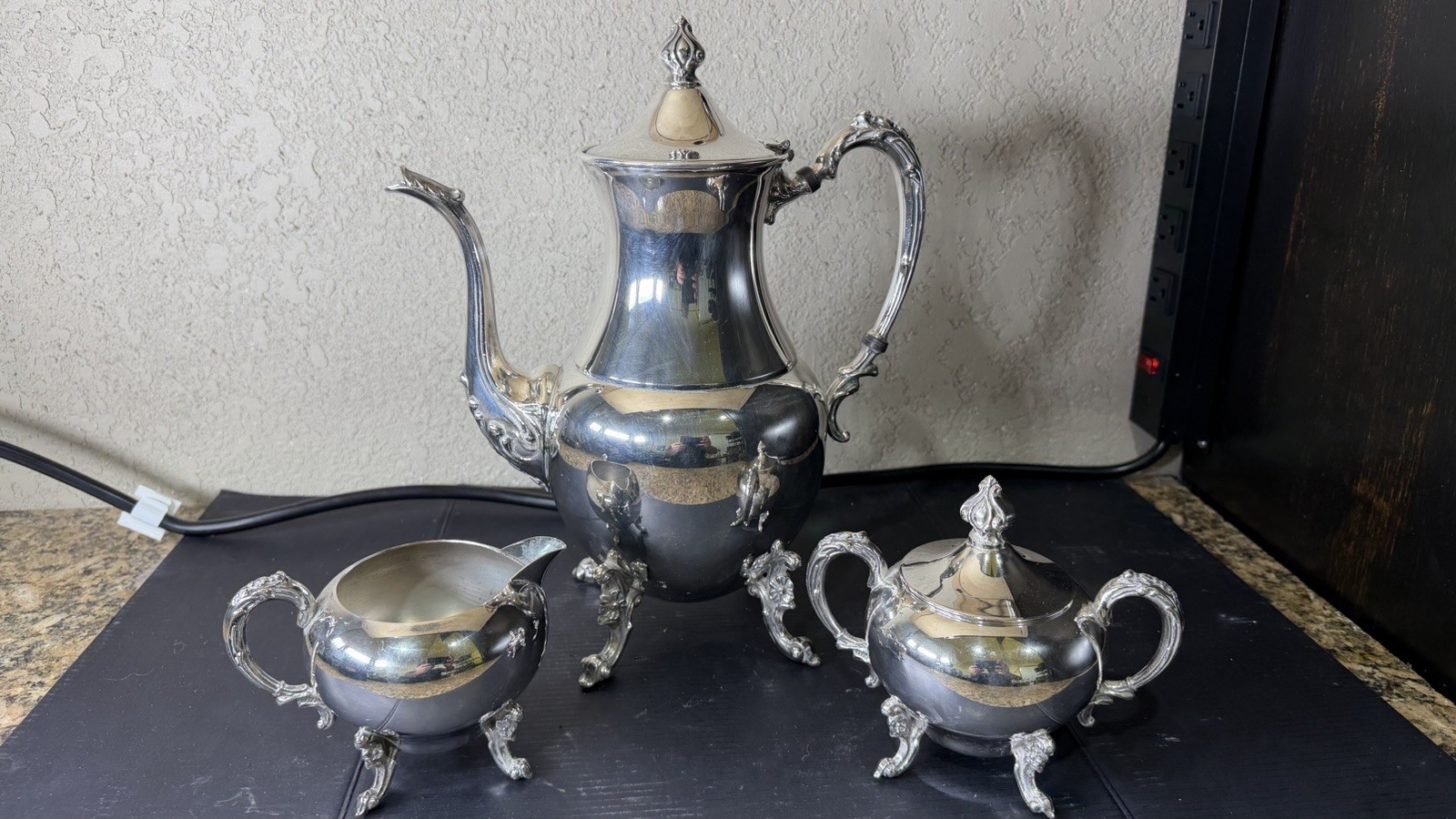 Sheridan Silver Plated Tea Set 3 Piece Cream Sugar