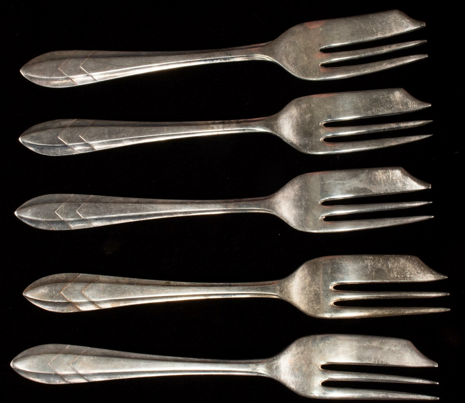 Silverplate Forks Lot 5 Art Deco LOXLEY Pastry Forks Sheffield England M.S. Ltd