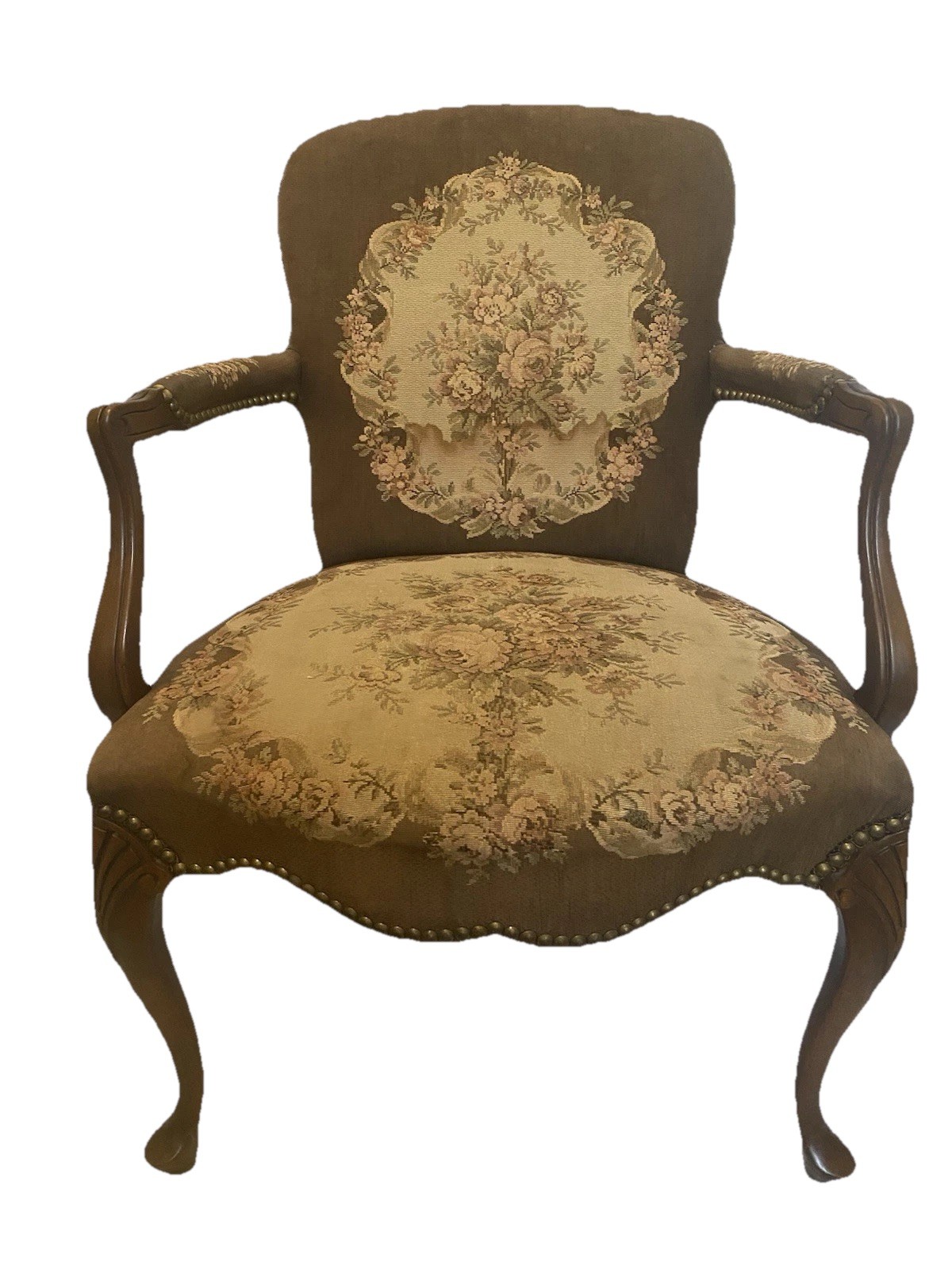 Vtg HICKORY CHAIR CO. Louis XV Style French Provincial Arm Chair Floral Tapestry