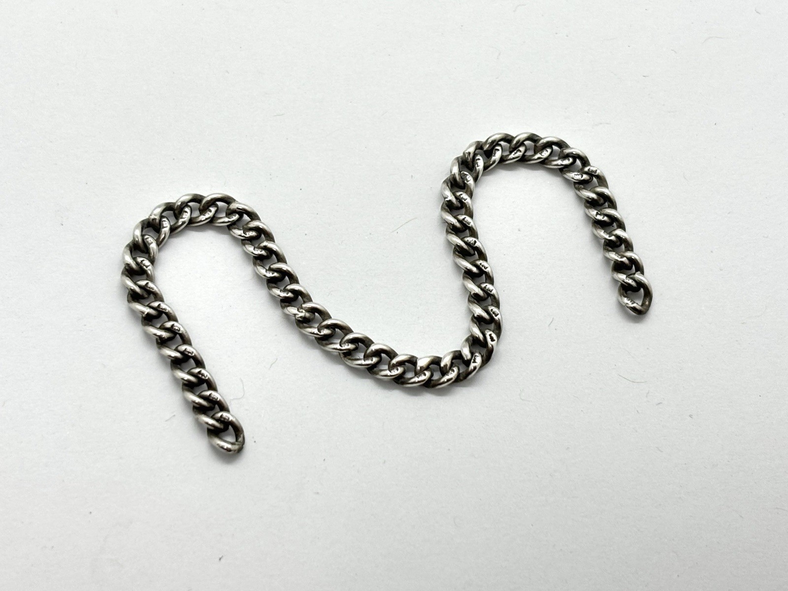 Small Antique Solid Sterling Silver Curb Link Albert Pocket Watch Chain – 15cm