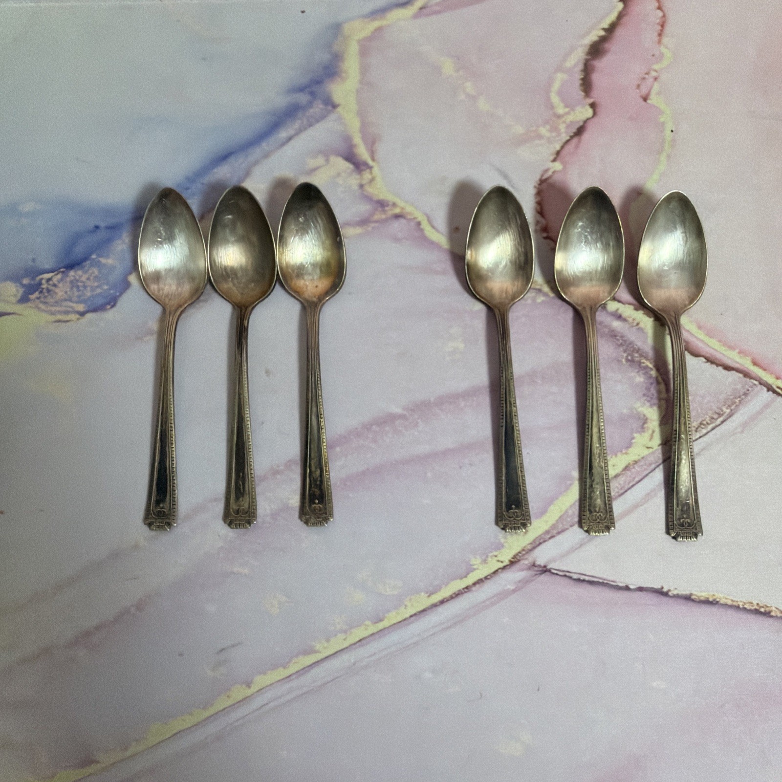 Two ~ Vintage ~ 4 1/2 “ Viceroy Silver Plate SPOON ~ 1900-1950 set of 6
