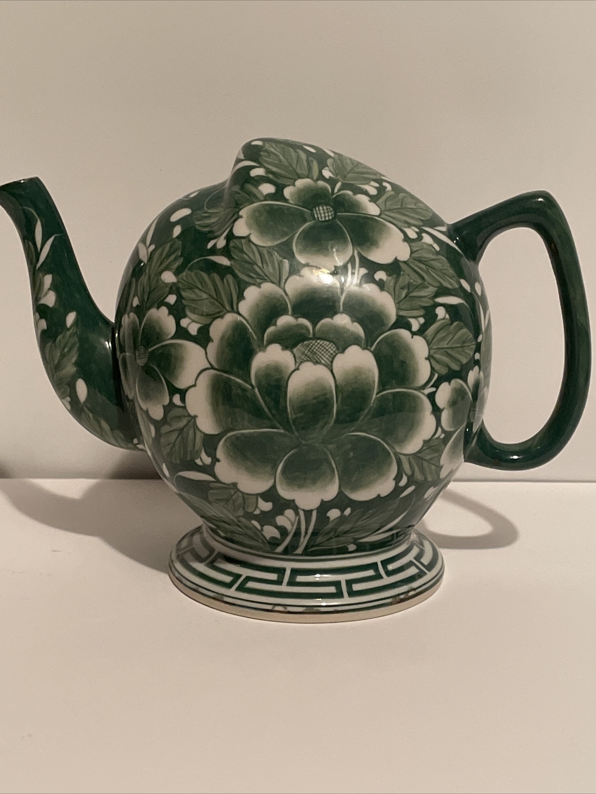 Vintage Green/white Unique Cadogan Teapot/Puzzle Pot/Wine Pot Very Hard To Find!
