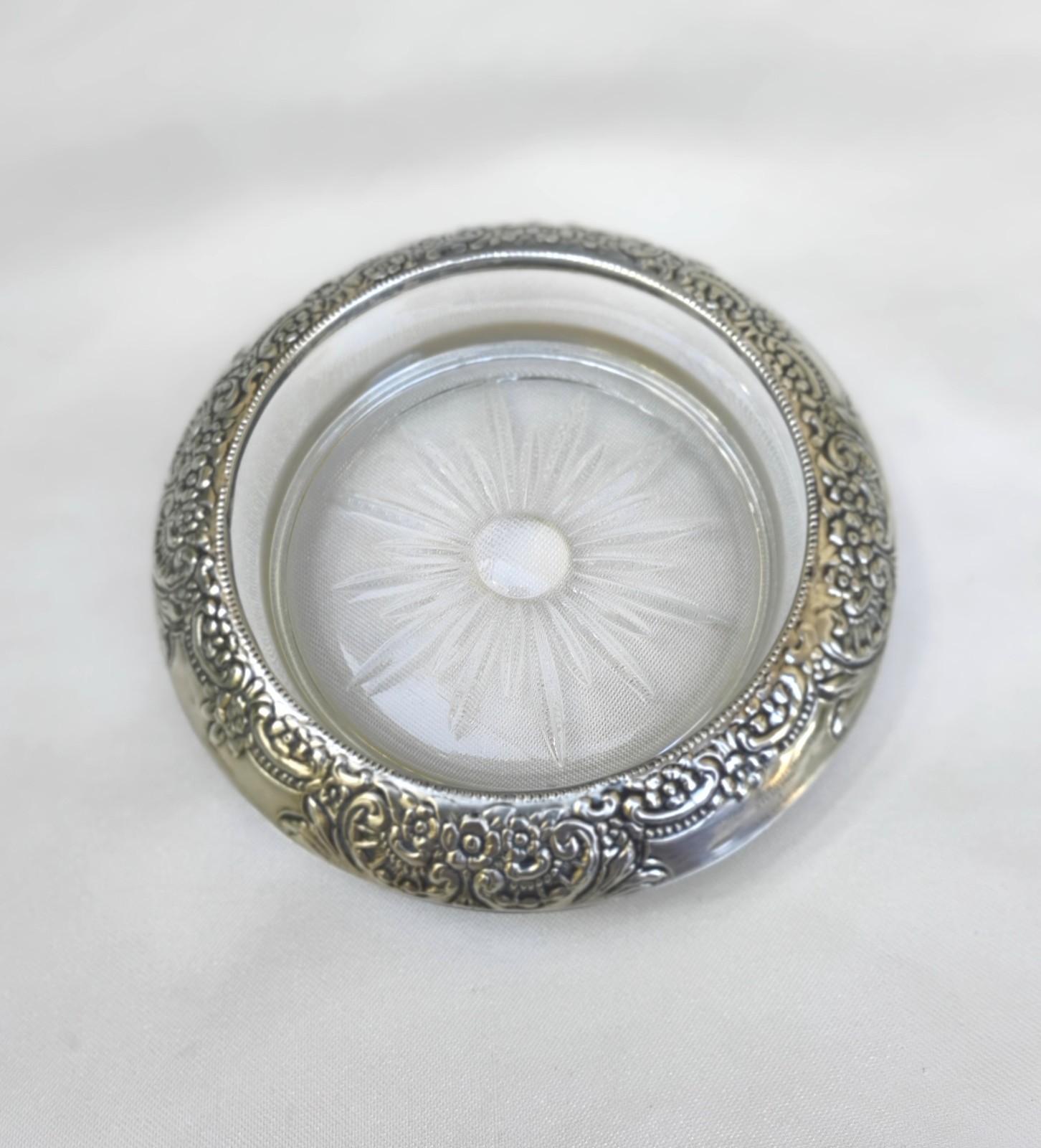 Frank M. Whiting & Co. Sterling Silver 925 & Glass Coaster or Ashtray