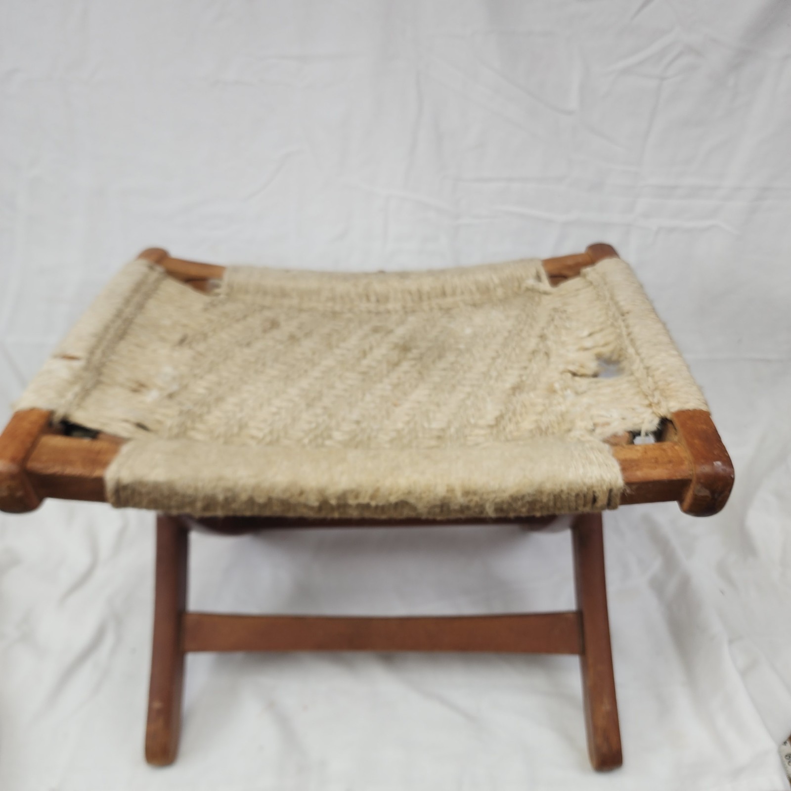 Hans Wegner Style Rope Folding Footrest foot stool MCM Ottoman