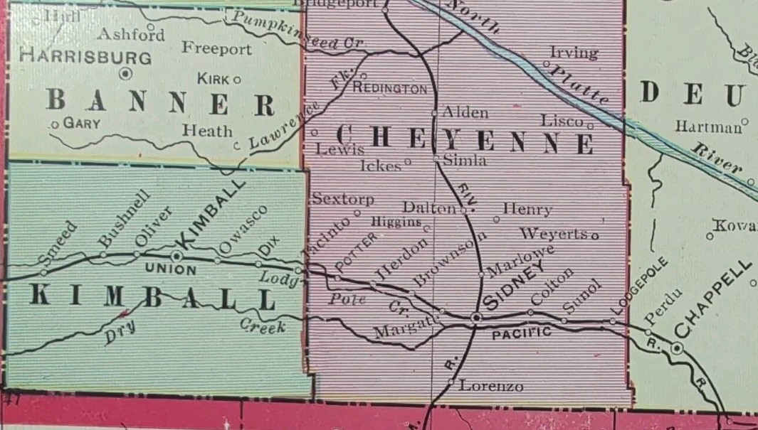 Vintage 1905 NEBRASKA Map 14″x22″ Old Antique Original NORTH PLATTE KIMBALL NE