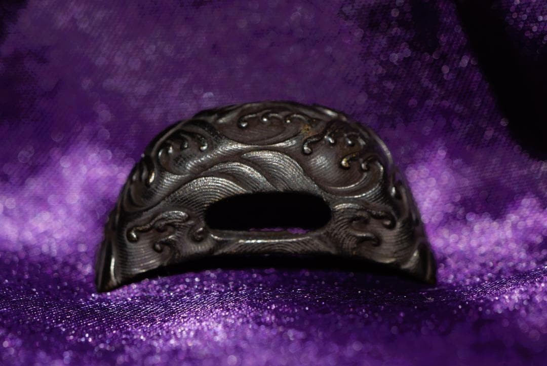 Japanese Tsuba Sword Guard Kurikata Chestnut Wave Pattern Attachment Parts