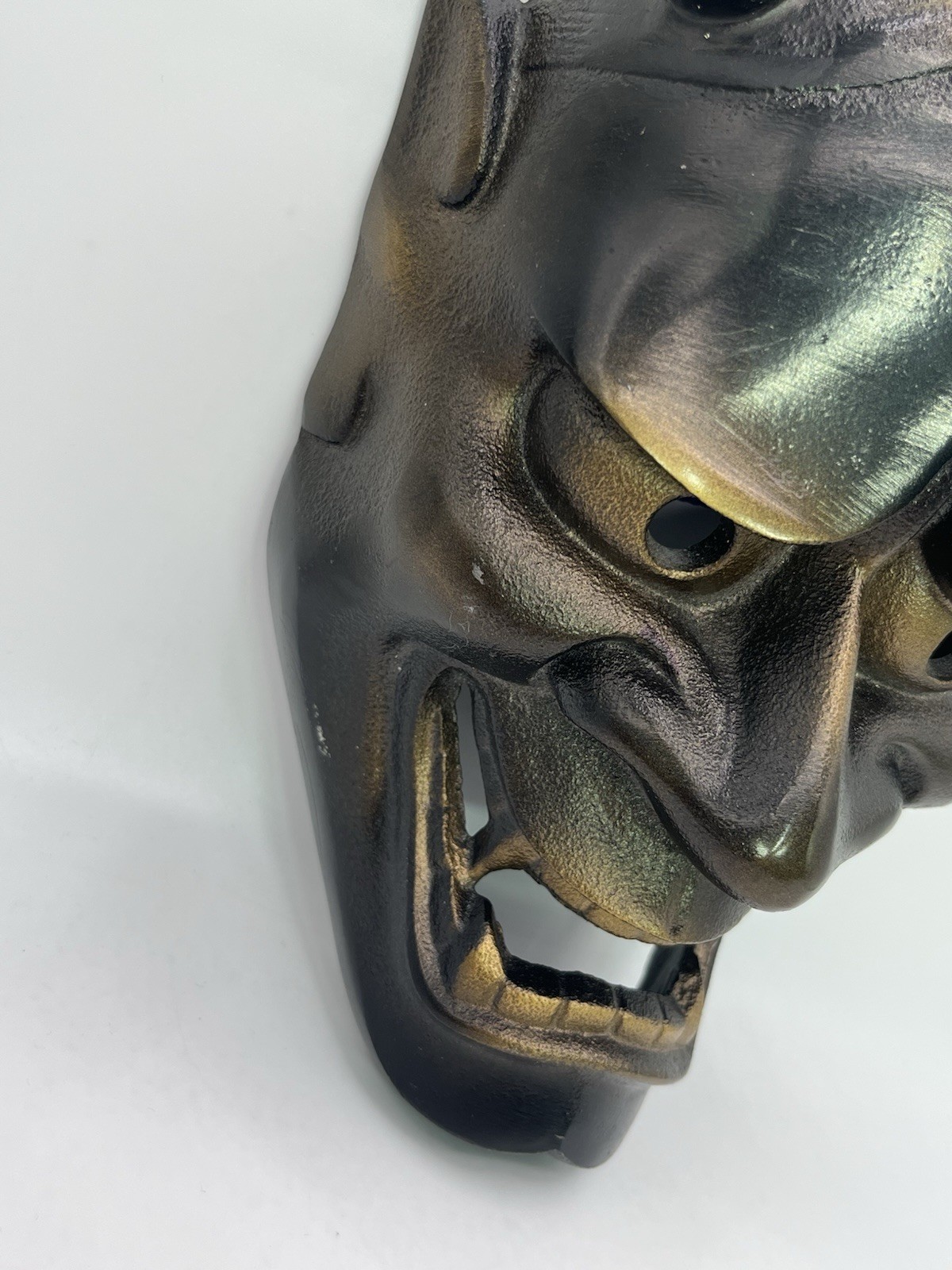 Vintage Japanese Iron Noh Hannya Iron Mask Takaoka-Doki Signed Collector’s 2.5lb