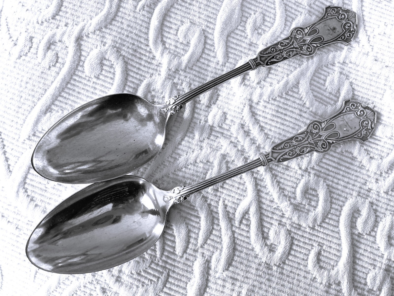 Antique Sterling WHITING ALHAMBRA 1880 Serving Table Spoon Moorish Style Mono #2