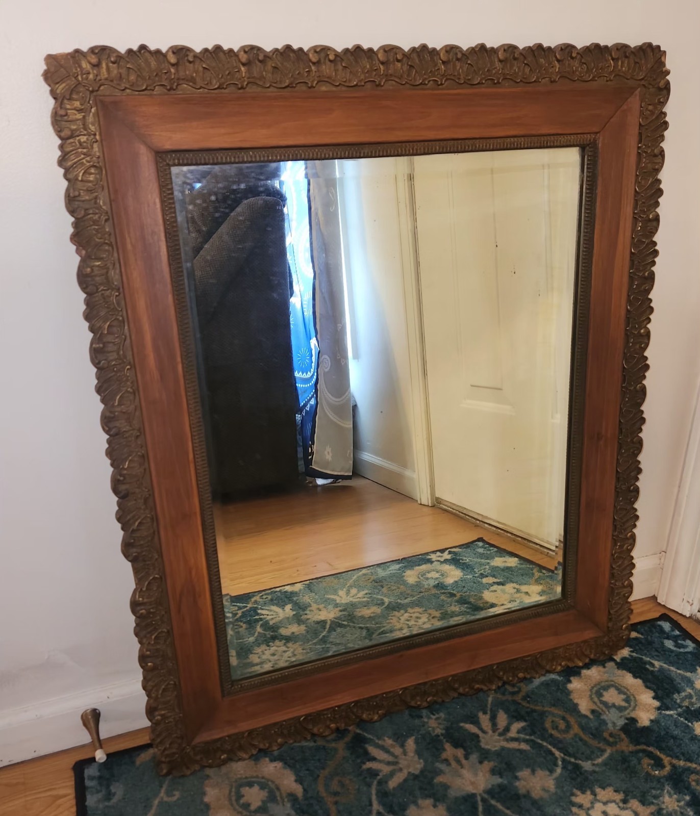 Antique French Style Wooden Mirror Large
