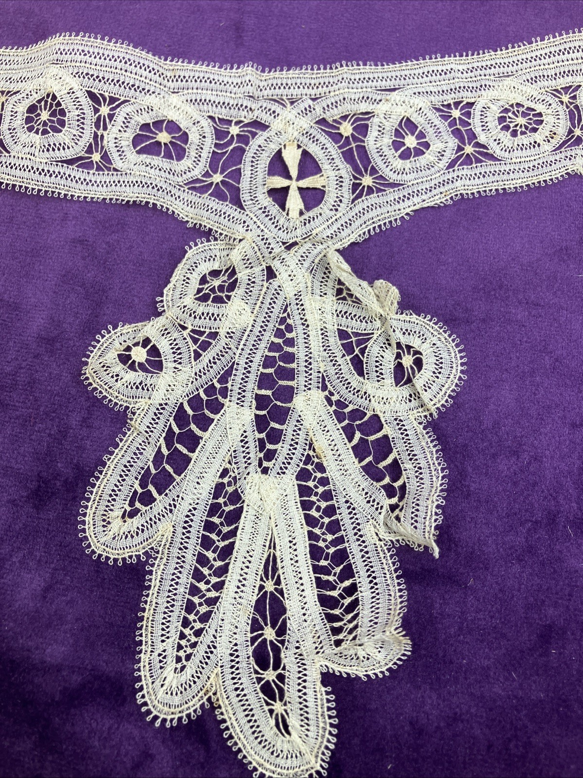 Antique Edwardian Bobbin Lace Collar Dickie High Neck C 1900