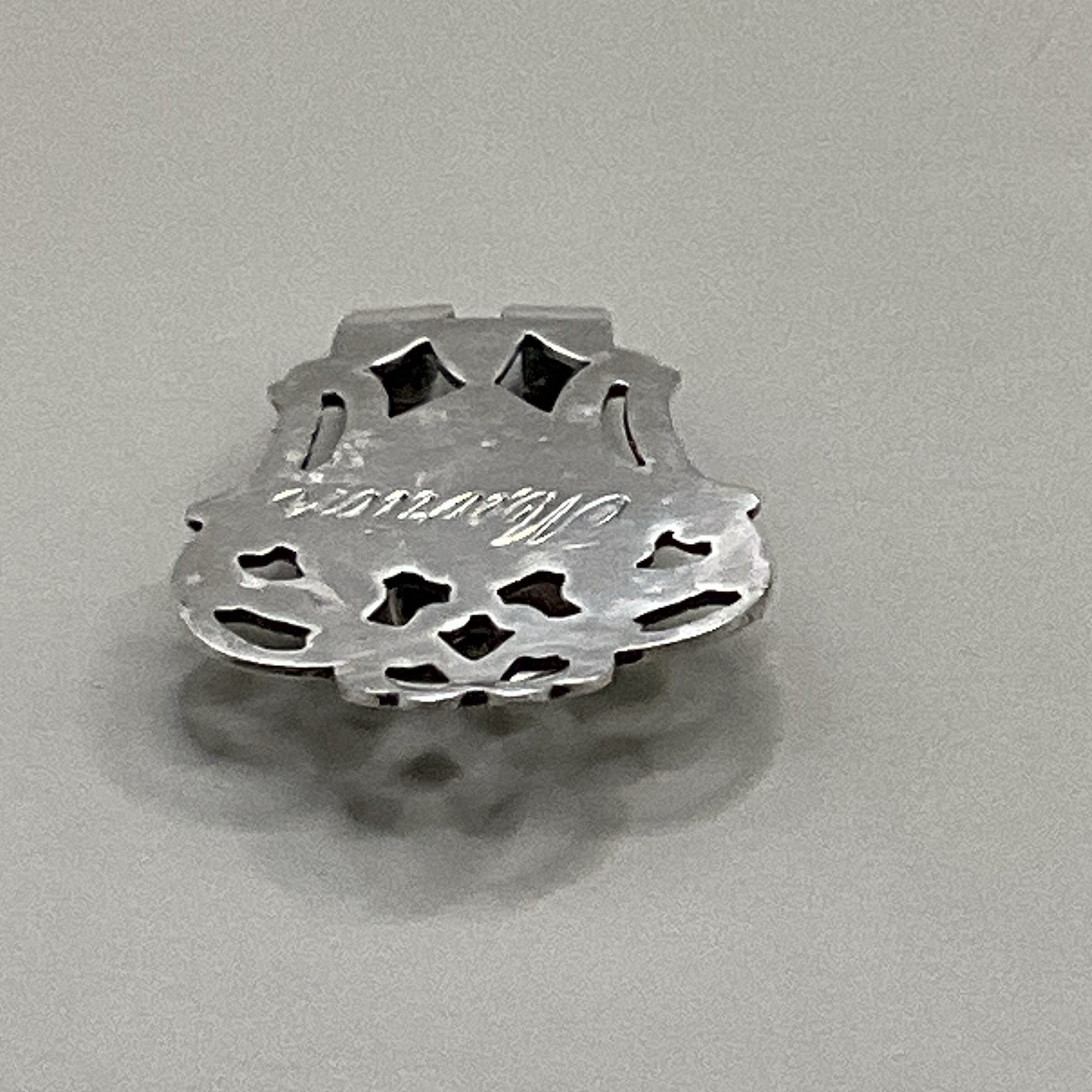 Vintage Sterling Silver Napkin Ring Money Clip Bookmark Etched Marion Monogram
