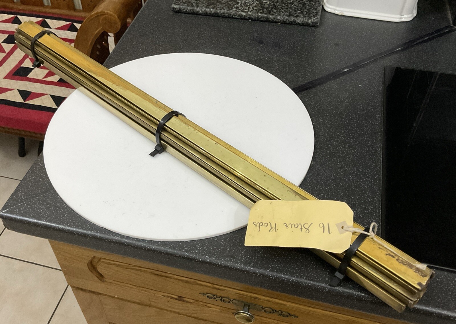 Antique Vintage Semi Circle Heavy Brass Stair Rods Bars x 16 – No Clips