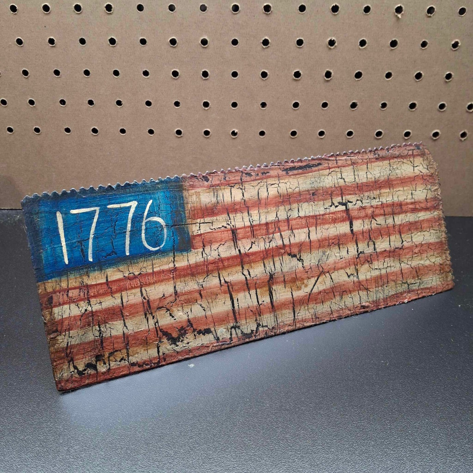 Primitive Crackle Drywall Trowel Mud Masonry Tools American Flag Americana HP