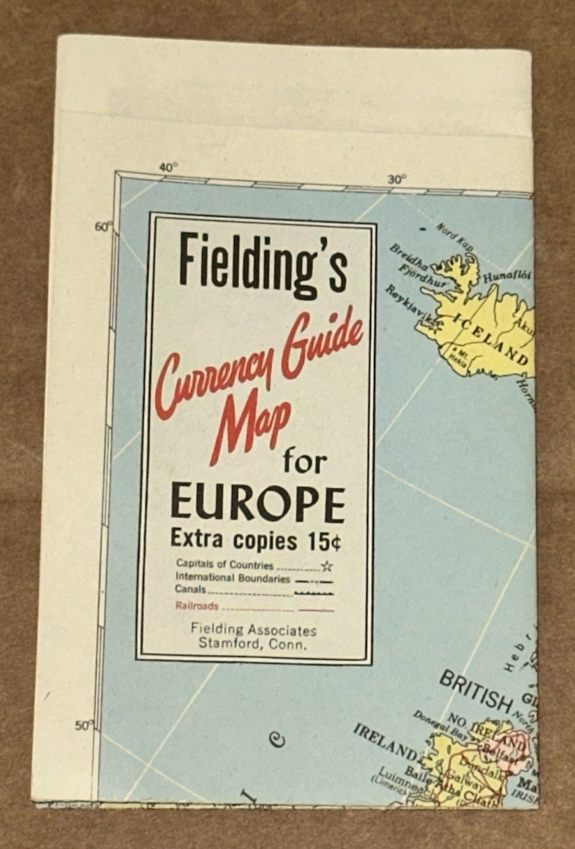 Fielding’s Concise Guide Map Europe Folding Pocket Travel Map Pre WWII 1930’s