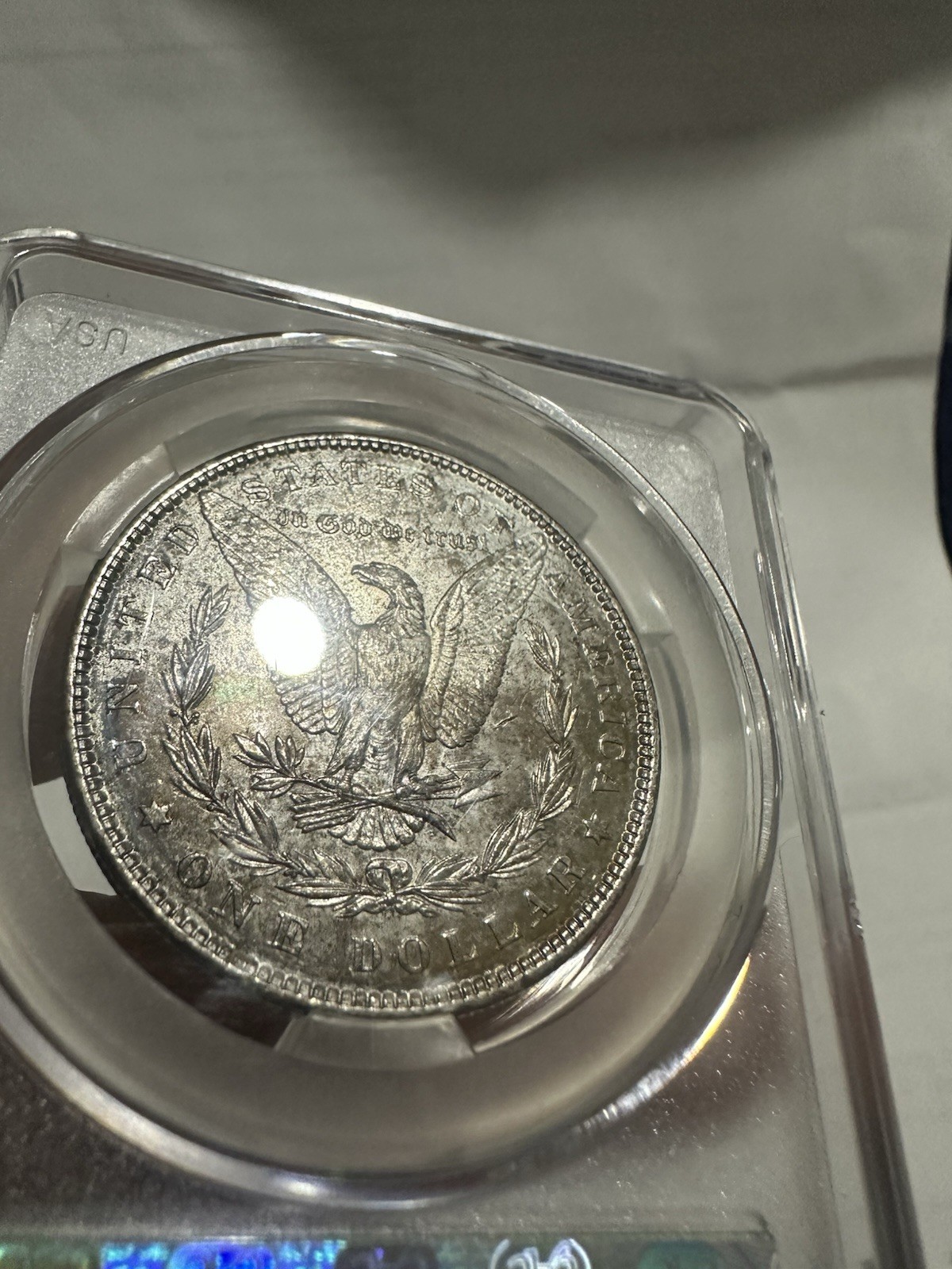 1889-P Morgan Silver Dollar Rainbow Toned MS63 CAC Certified