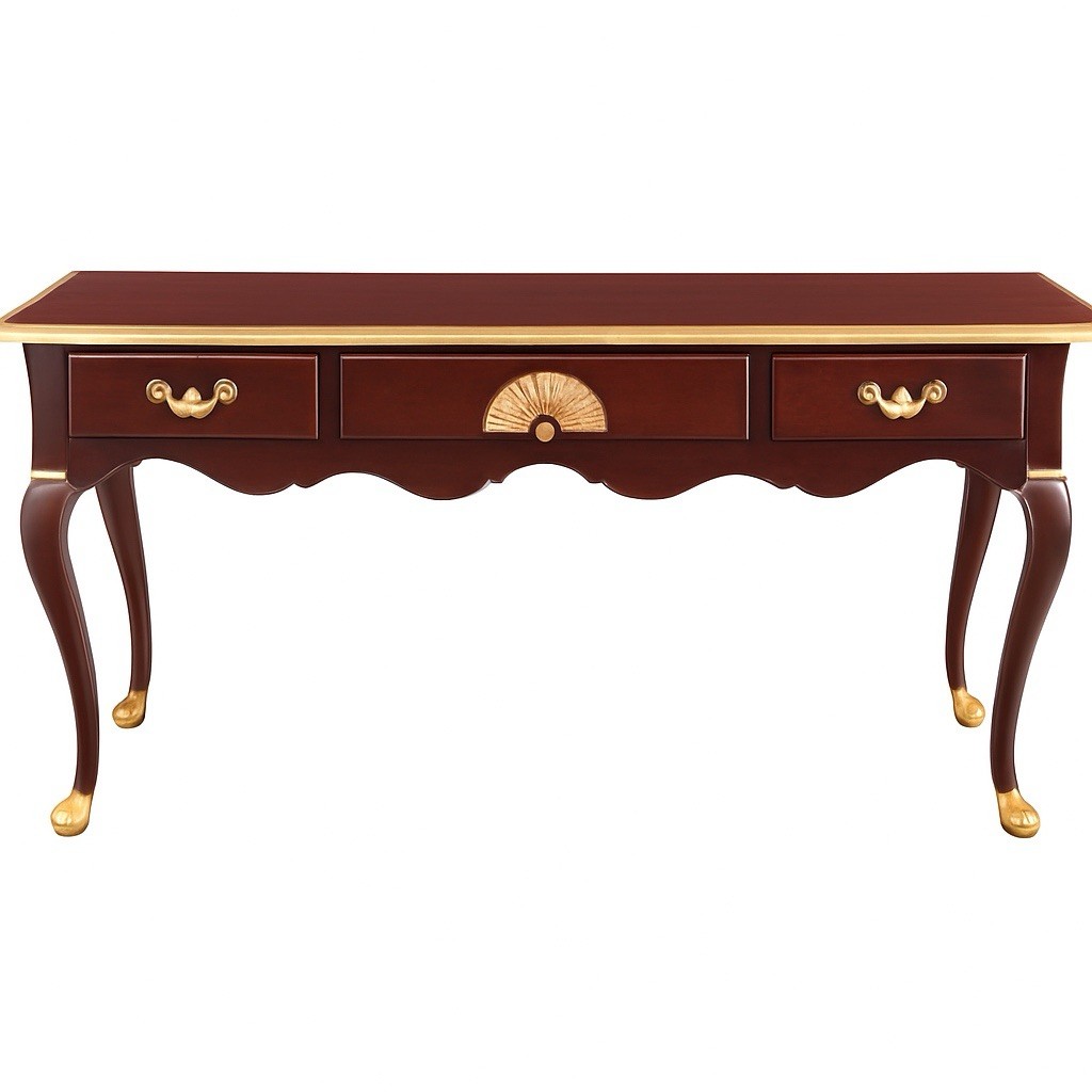 Thomasville Mahogany Console Table w/gold lead. 56″ x 16″ x 30″