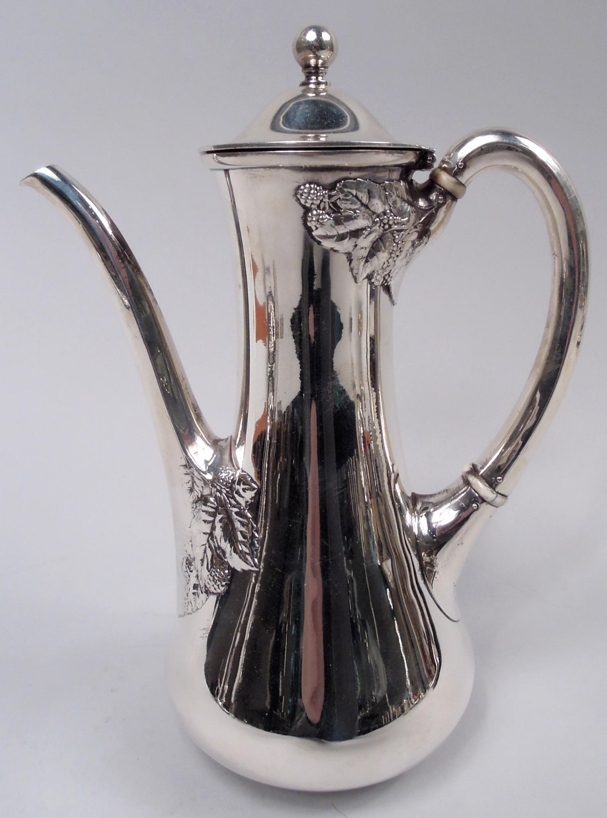 Tiffany Blackberry Coffeepot 16231A Antique Edwardian American Sterling Silver