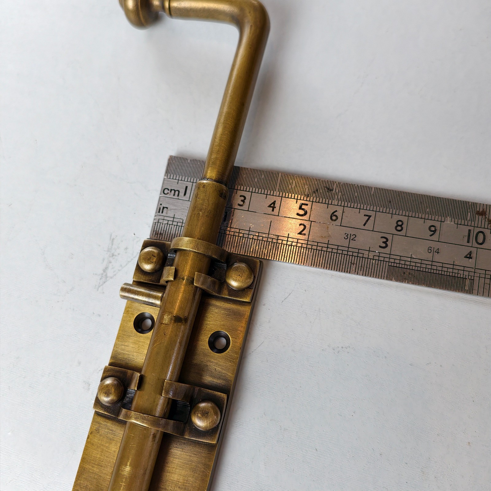 Large Solid Brass Slide Bolt — 13″ (33 cm) Heavy Old-Style Slide Bolt