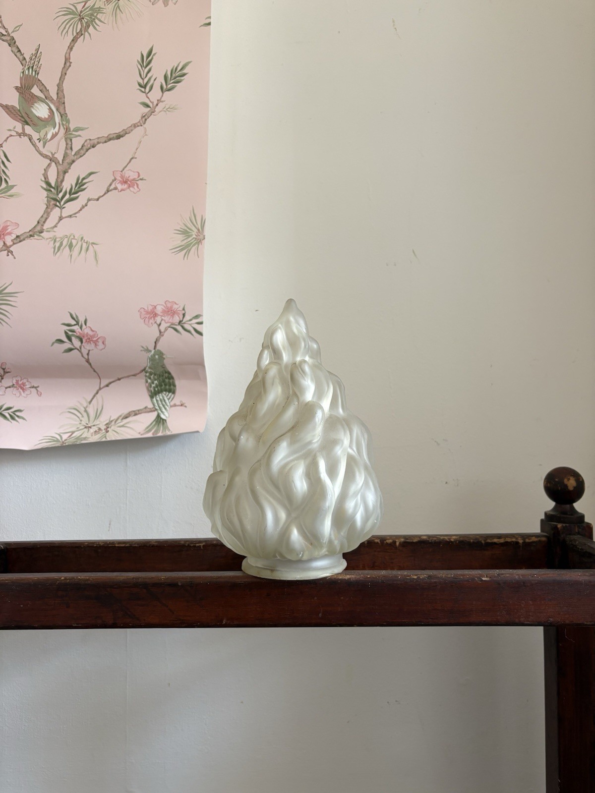 A Large French Art Deco, Flame Torch Frosted Glass Shade 26cm