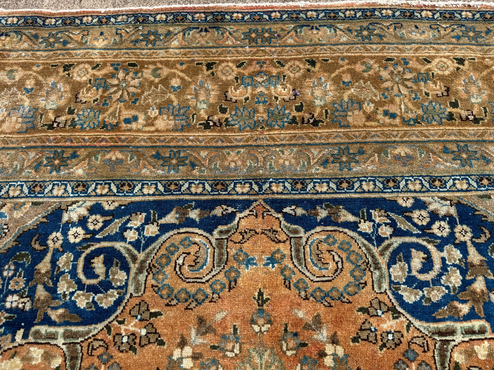 VINTAGE ORIENTAL RUG 10×13 handmade old ANTIQUE rust blue orange handwoven 9×12