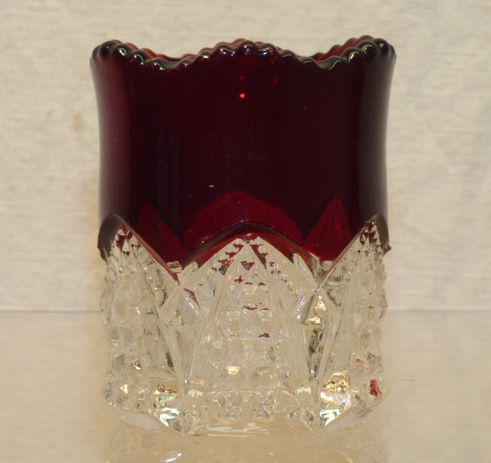 Antique RUBY FLASH Pattern Glass Toothpick Holder Unmarked NOT a Souvenir