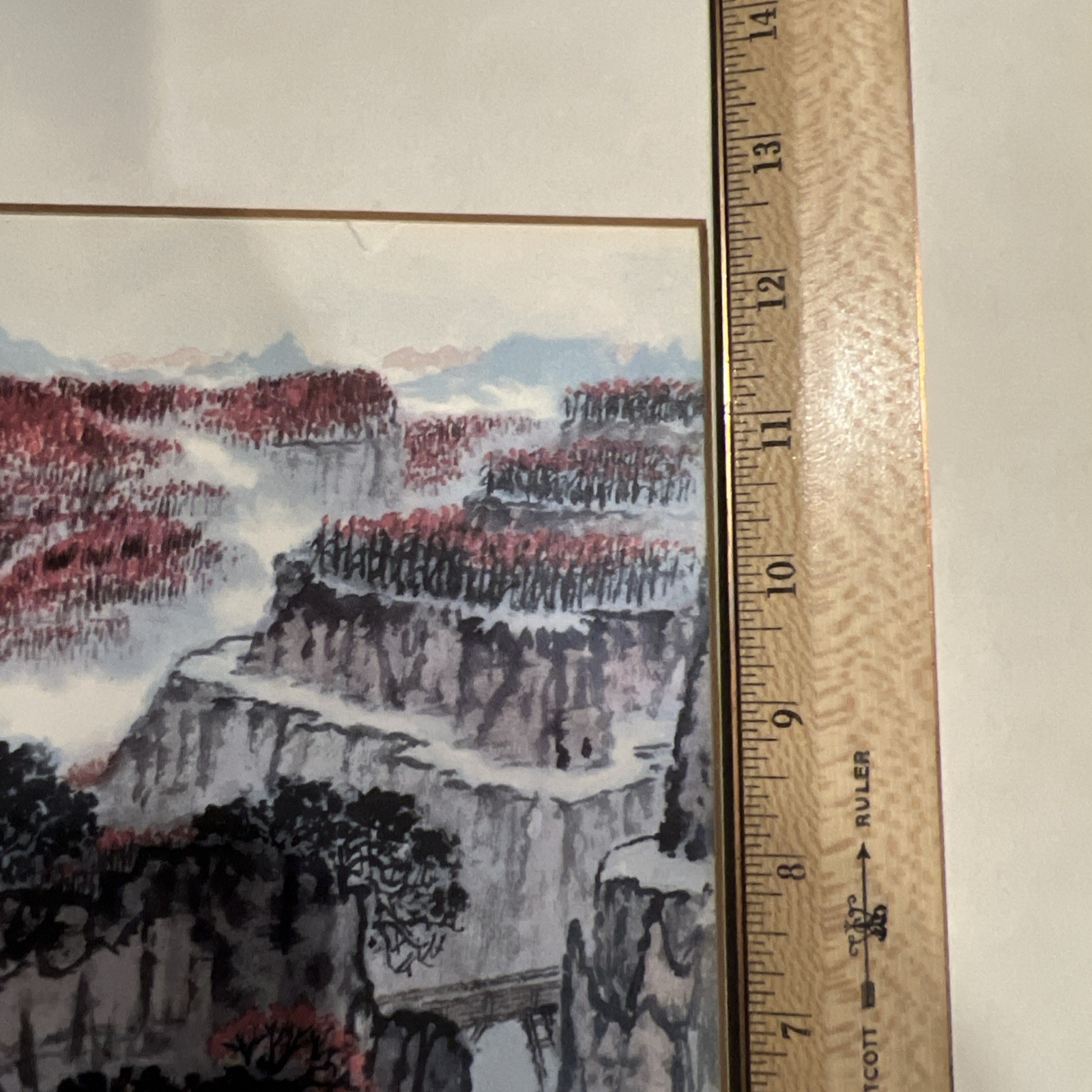 Chinese Woodblock Print THE HILL ARE RED 1960s Qian Song Yan (1898-1985)