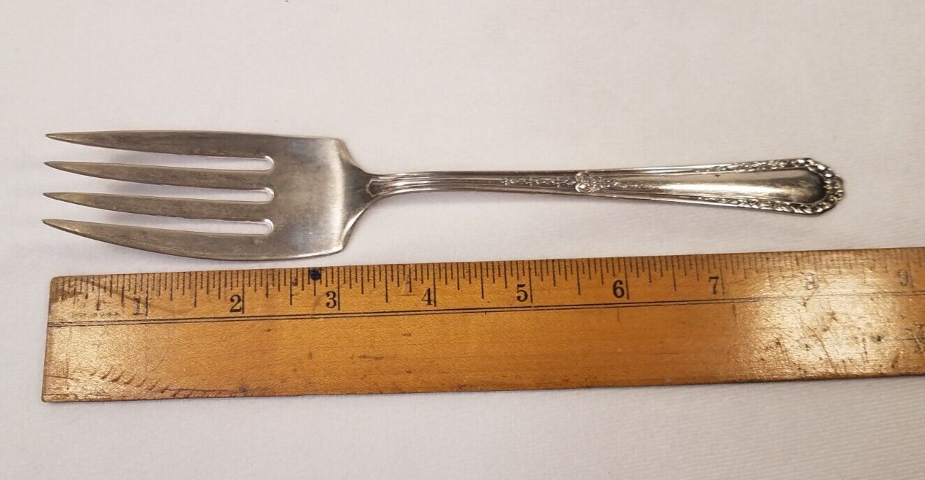 Vintage Silverplate Large Serving Fork Monroe Silver Co Diana Pattern 8.5″