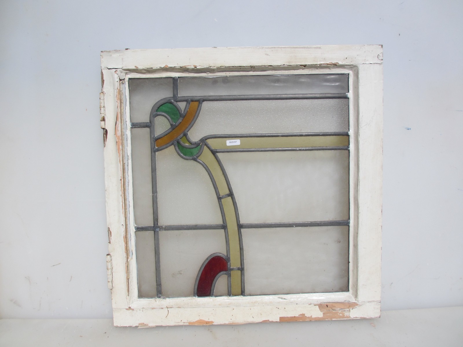 Antique Stained Glass Window Panel Victorian Old Wooden Art Nouveau 20.5″