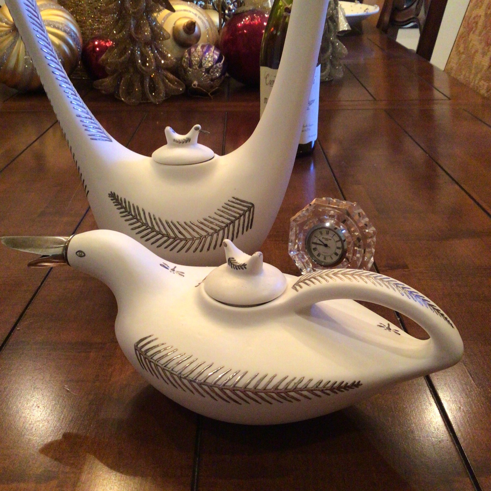 EMILIA CASTILLO VERY RARE LARGE TEAPOT STERLING ACCENT DOVE NEIMAN MARCUS