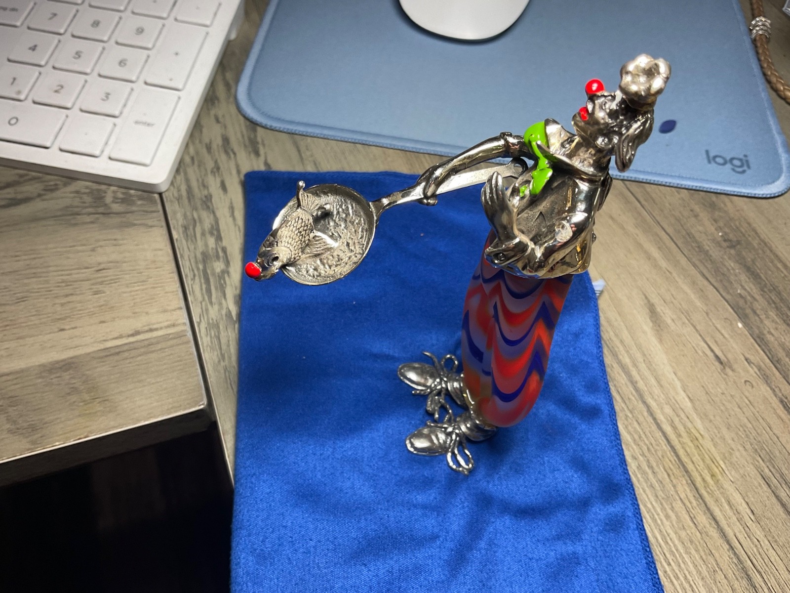 Vintage Vittorio Angini Sterling Silver Murano Glass Clown