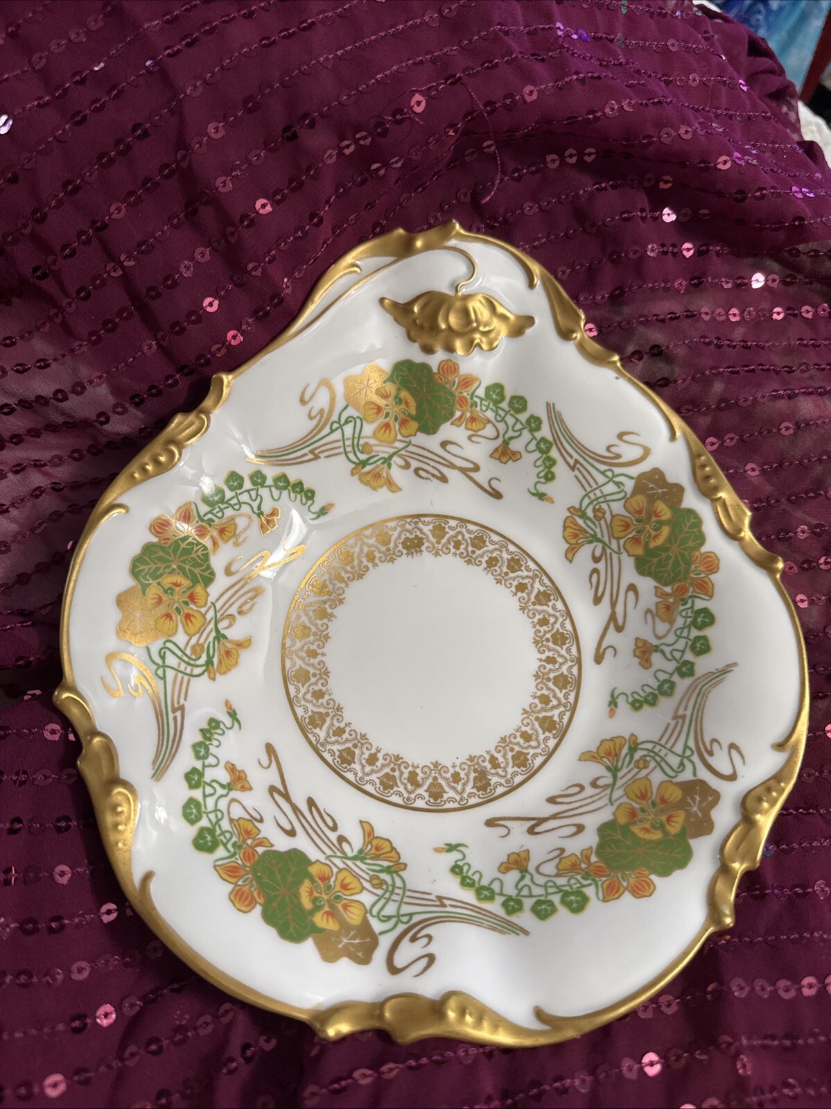 Stunning Antique 1906 JPL Jean Pouyat Limoges Gold 24Kt Caviar Server 7.5 X 9.5