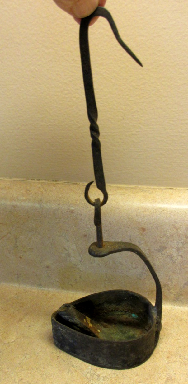 18th c. ANTIQUE WROUGHT IRON W/WICK BETTY LAMP SUPER NICE FROM MY COLLECTION