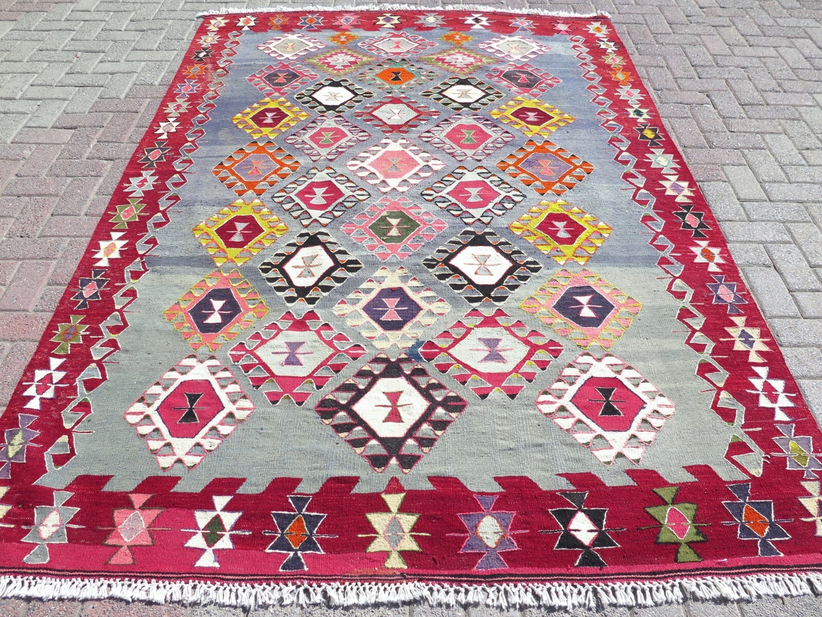 Living Room Rugs, Area Rug, Wool Rug, Turkish Kilim, Vintage Rug Carpet 71″x102″