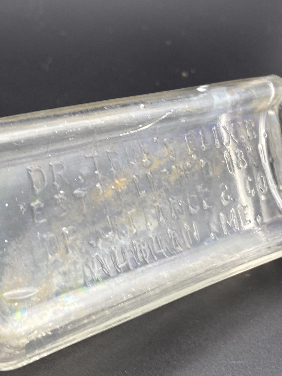 2 Antique Glass Elixir Bottles: Tuttle’s Boston & Dr. True’s Auburn ME