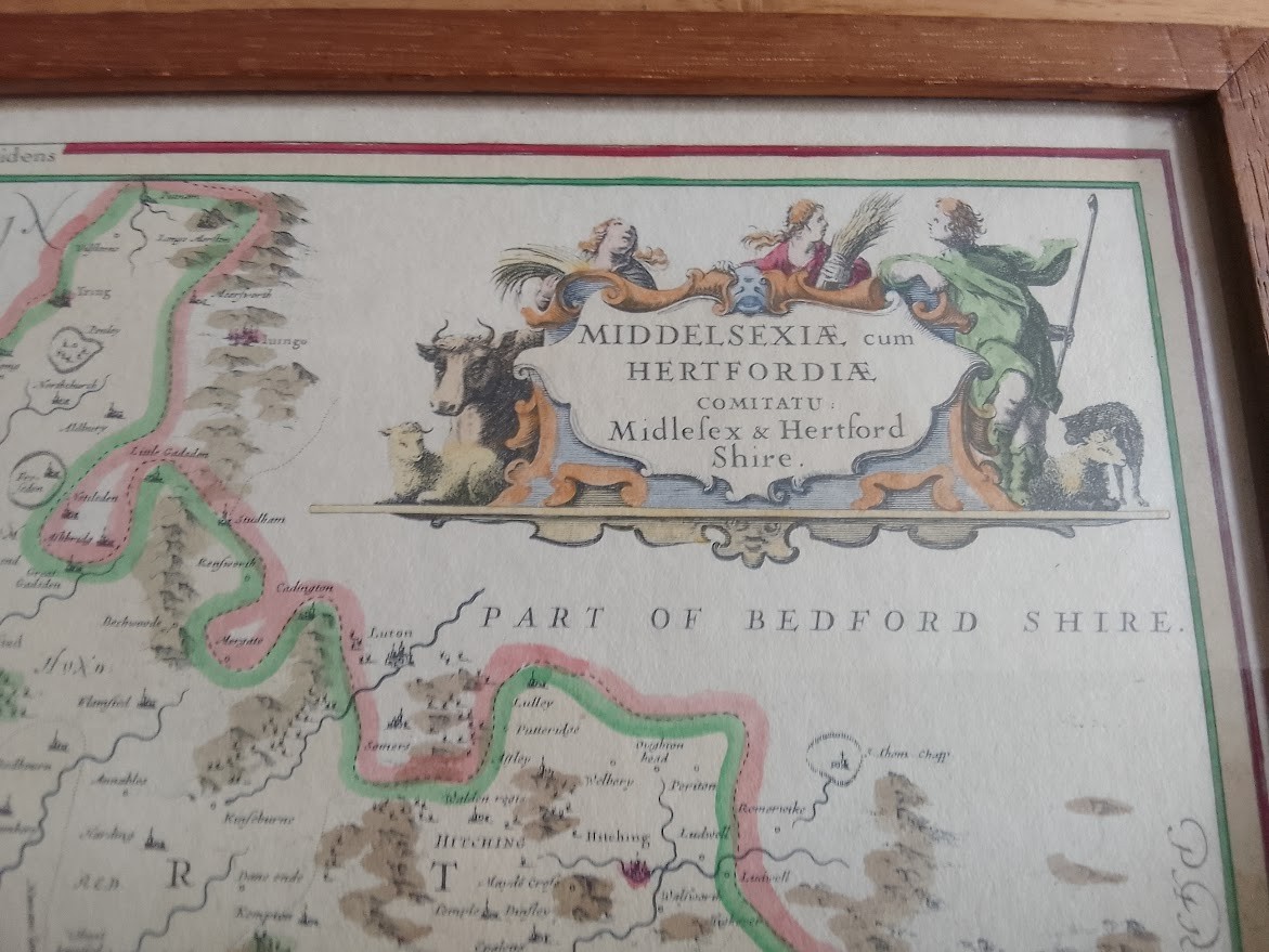 2 x Vintage c1646 Reprint Maps of Suffork and Hertfordsshire/Middlesex