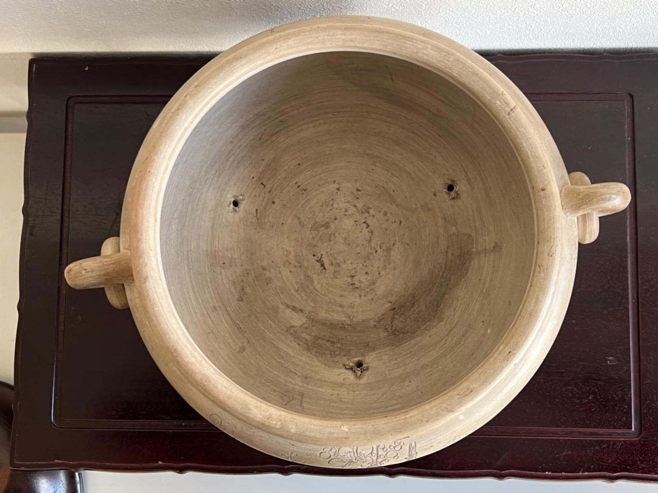 Chinese Qing Dynasty Clay Incense Burner / W 32[cm] / Plate Ming Censor Bowl Pot