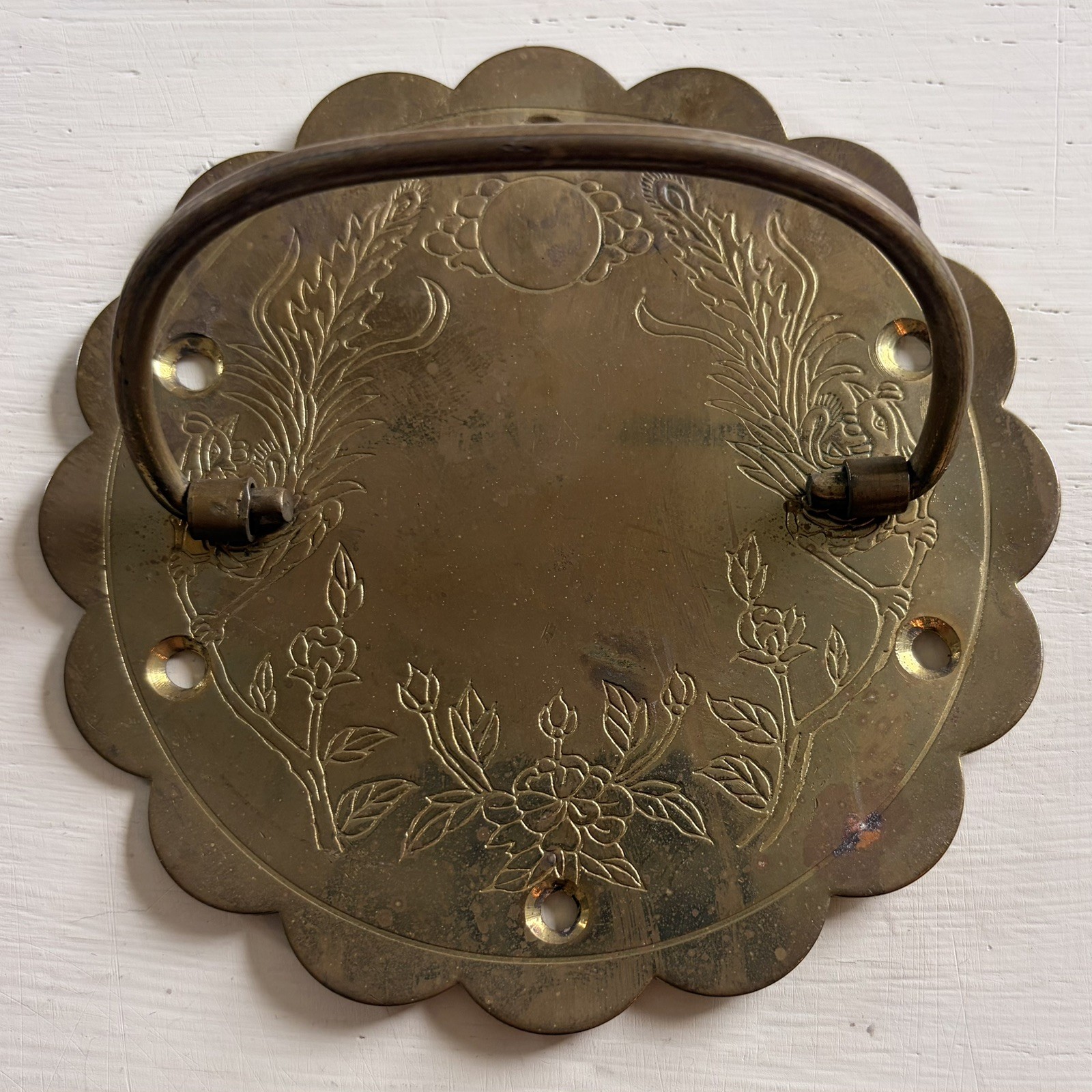 VTG Pair Brass Chinese Drawer Pull Trunk Chest Handle Lift Furniture Hardware