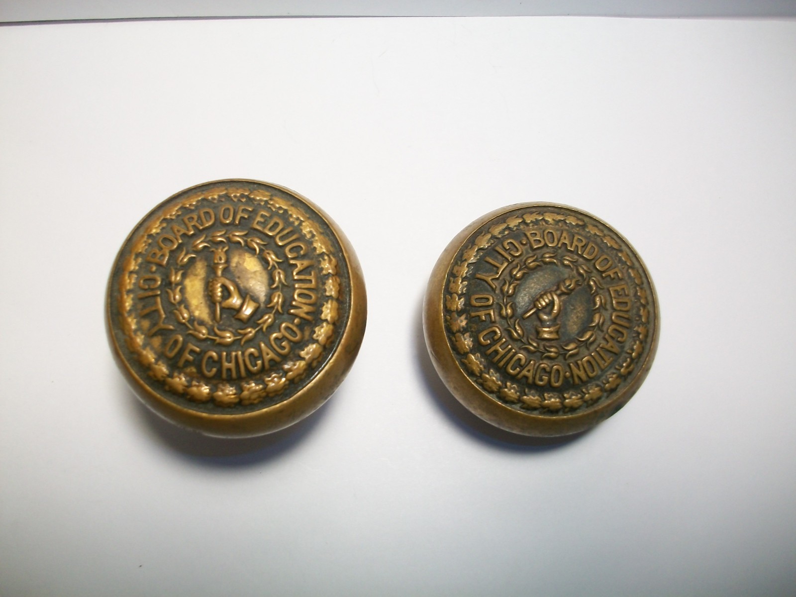 Antique Pair of Chicago Board of Education Brass Door Knobs As/Is