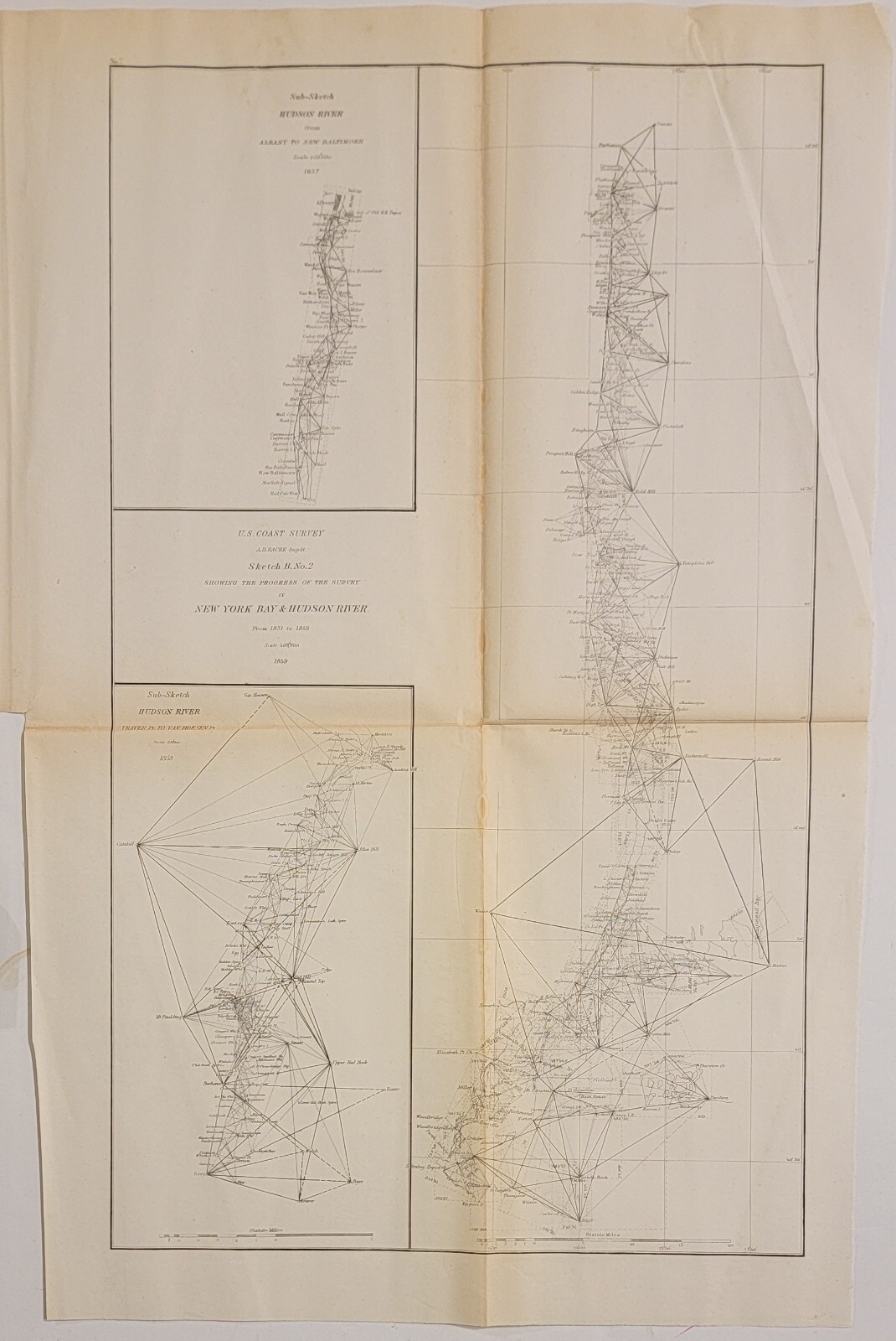1859 US Coast Survey Sketch B No. 2 Progress New York Bay & Hudson River