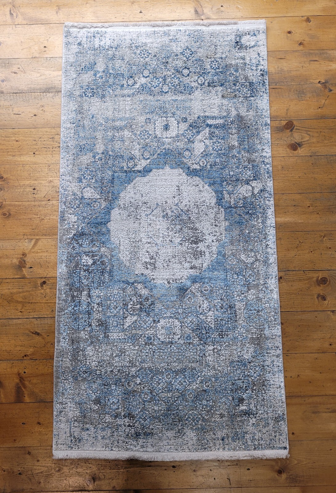 Blue Silk Rug, Modal Silk Rug, Modern Rug, Turkish Silk Rug 31″ x 59″, 80x150cm