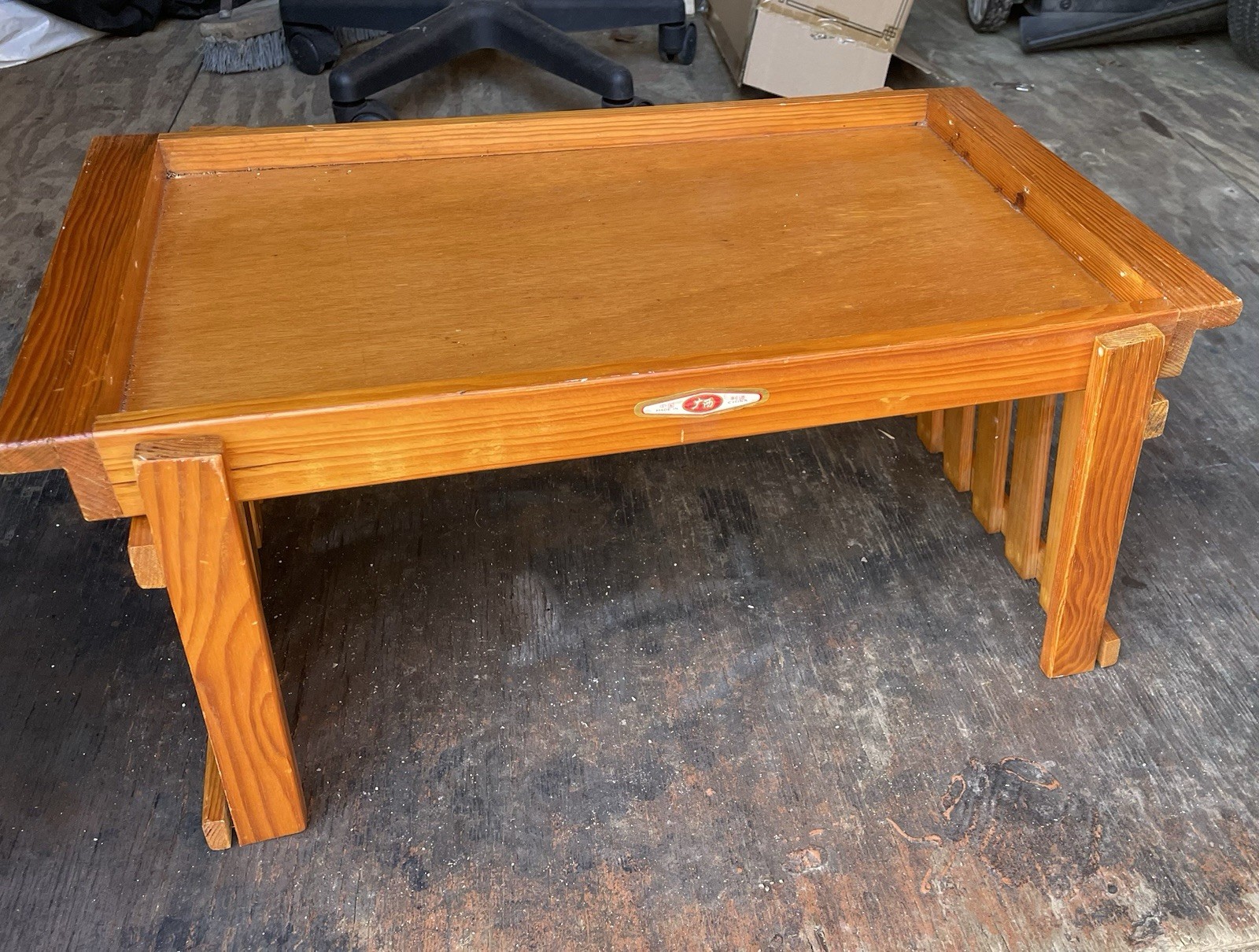 Antique Low Kang Table Made In Shanghai China Folding Legs Northern Elm Wood
