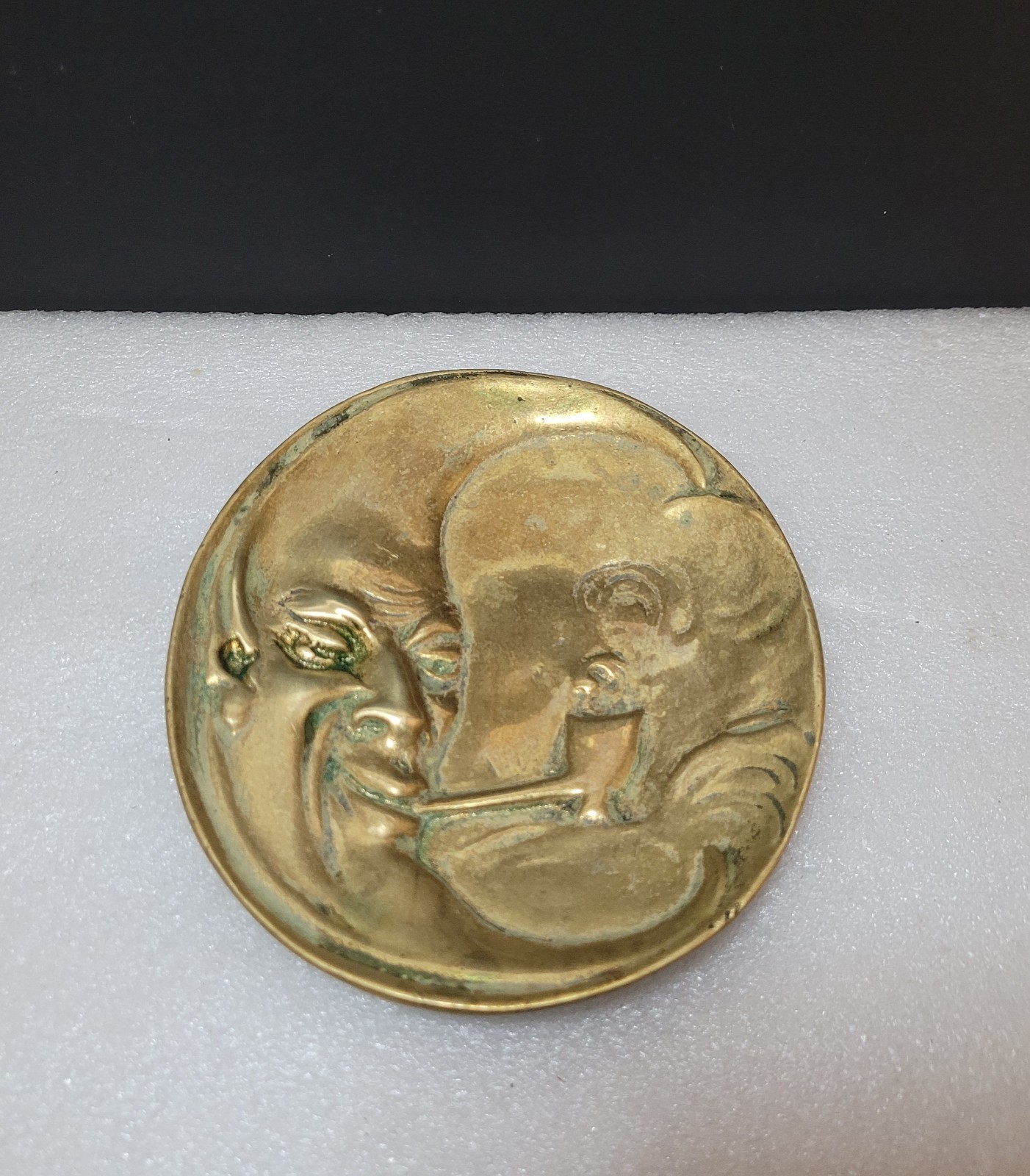 Vintage Brass Vickers Armstrongs ltd Man In the Moon With Pipe – Celestial Dish